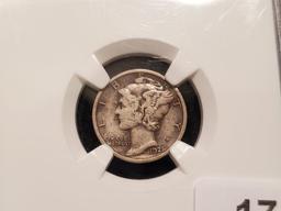 Key Date NGC 1921-D Mercury Dime in Very Fine details