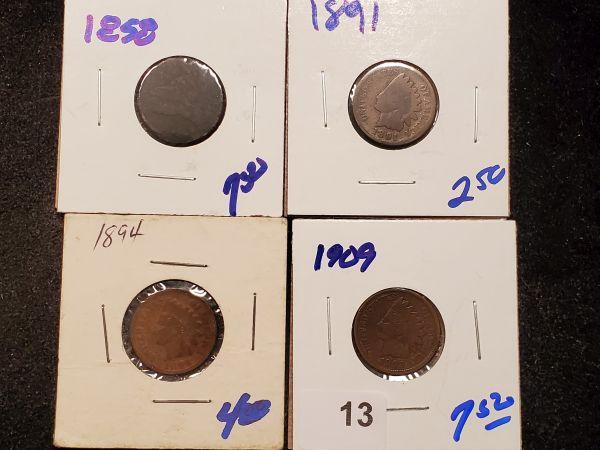 Four small, old cents