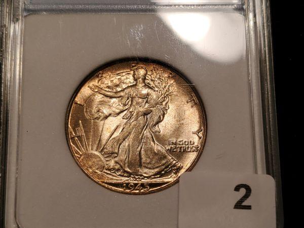 NNC-slabbed 1945-D Walking Liberty Half Dollar in MS-65