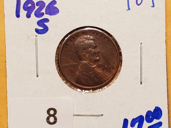 Little better grade 1926-S semi-key Wheat cent