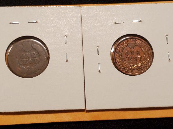 Better Date 1874 Indian cent and 1889 Indian cent