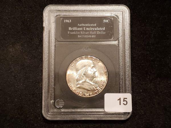 Slabbed nice Brilliant Uncirculated 1963 Franklin Half Dollar