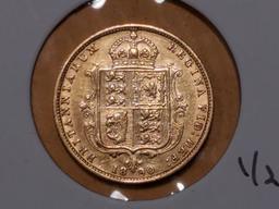 GOLD! Purty 1890 Great Britain Half-Sovereign