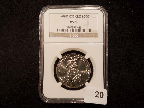 NGC 1989-D Congress Comemmorative Half Dollar in MS-69