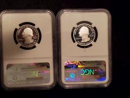 Two SILVER NGC-graded Proof 69 Ultra Cameo America's National Treasures Quarters