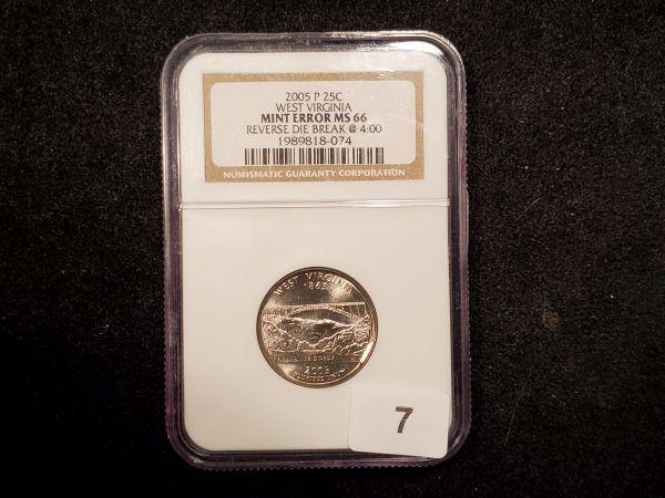 COOL ERROR! NGC 2005-P Statehood Quarter with Die Break