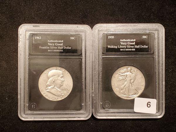 Slabbed 1963 and 1935 Half Dollars