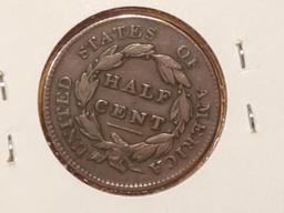 1829 Classic Head Half Cent in Fine 15