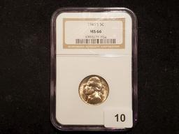 NGC 1943-S Silver Wartime Jefferson Nickel in MS-66