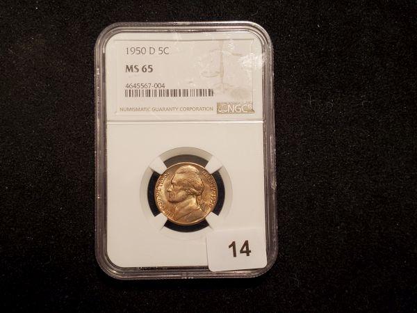 KEY DATE NGC 1950-D Jefferson Nickel in MS-65