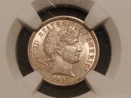 NGC First Year Type 1892 Barber Dime in MS-63