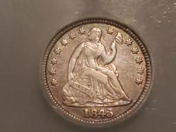 VARIETY! ICG 1845 Seated Liberty Half Dime Repunched Date