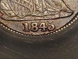 VARIETY! ICG 1845 Seated Liberty Half Dime Repunched Date