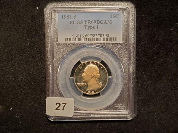 PCGS 1981-S Type 1 Proof 69 Deep Cameo Washington Quarter