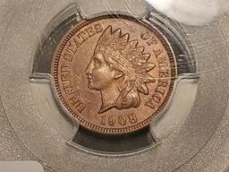 **PCGS KEY DATE 1908-S Indian Cent in About Uncirculated detail