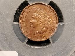 **PCGS KEY DATE 1908-S Indian Cent in About Uncirculated detail
