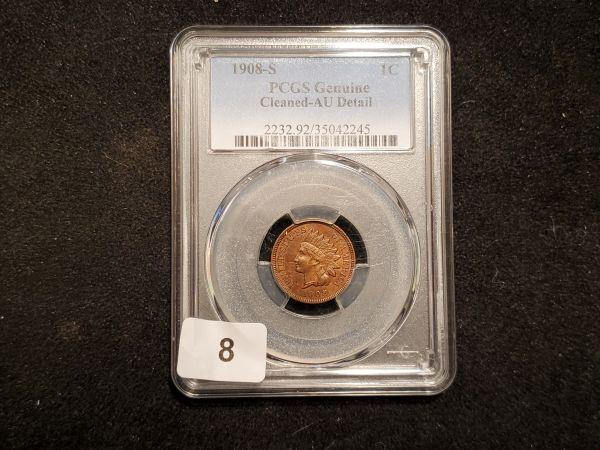 **PCGS KEY DATE 1908-S Indian Cent in About Uncirculated detail