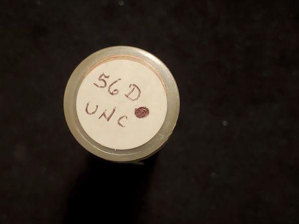 Full roll of BU RED 1956-D Wheat cents