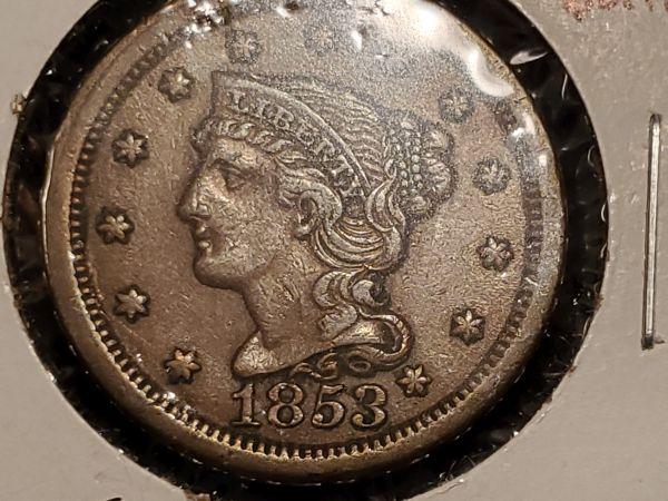 Nuther Purty 1853 Braided Hair Large Cent in Extra Fine 45