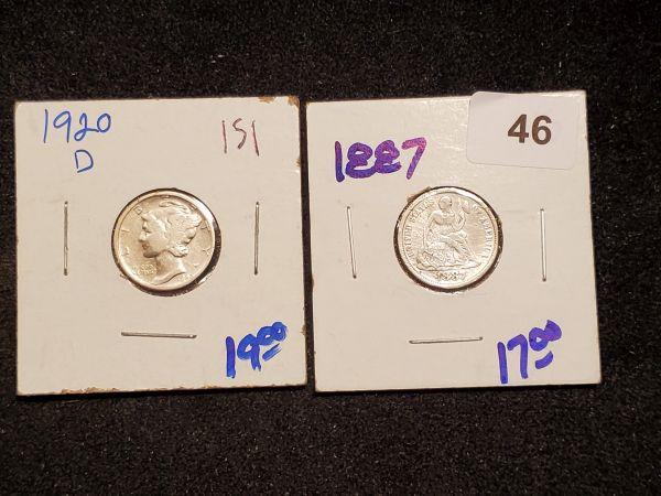 1920-D and 1887 Dimes