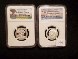 Two 2013-S NGC SILVER America The Beautiful Quarters