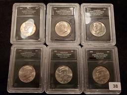 Six Slabbed Kennedy Half Dollars