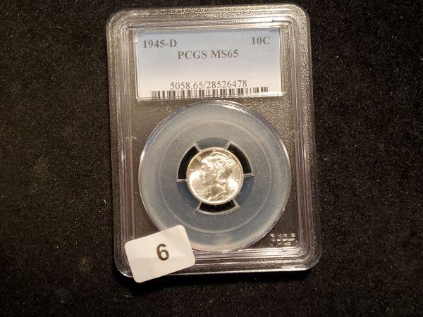 PCGS 1945-D Mercury Dime in MS-65