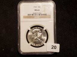 NGC 1963 Franklin Half Dollar in MS-63