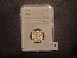 NGC 1944-S Silver Wartime Jefferson Nickel in MS-66