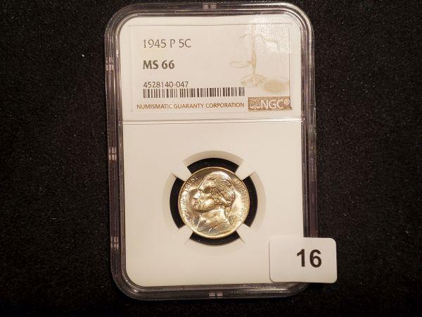 NGC 1945-P Silver Wartime Jefferson Nickel in MS-66