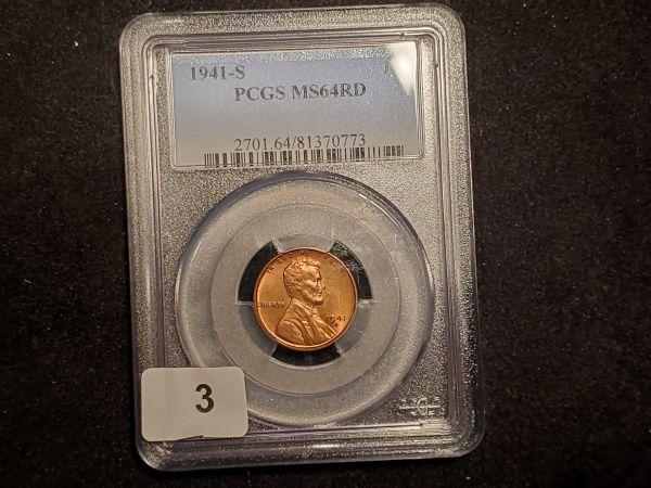 PCGS 1941-S Wheat Cent in MS-64 RED