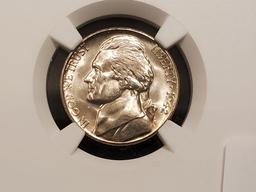 NGC 1942-S Silver Wartime Jefferson Nickel in MS-66