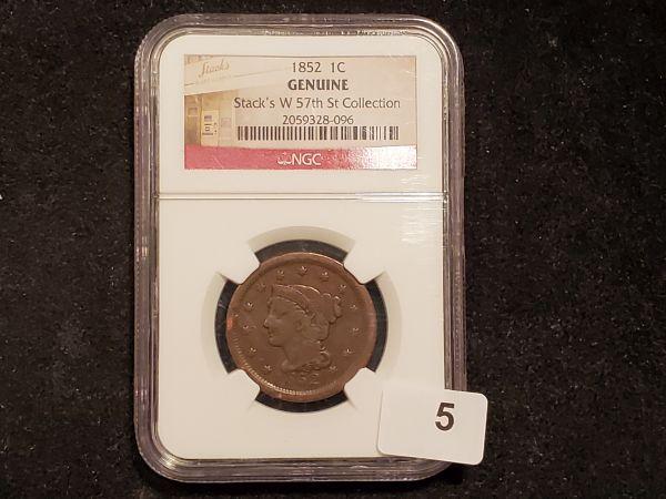 Pedigreed Coin! NGC 1852 Braided Hair Large Cent