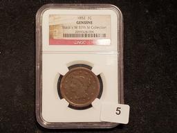 Pedigreed Coin! NGC 1852 Braided Hair Large Cent