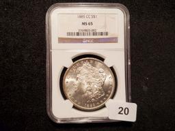 **KEY DATE**NGC 1885-CC Morgan Dollar MS-65