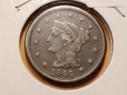 1845 Braided Hair Large Cent in Fine details