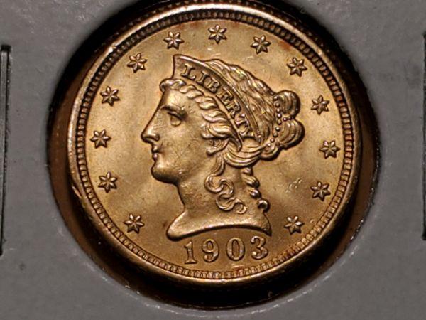 GOLD! Near Gem 1903 Gold $2.5 Quarter Eagle Liberty Head MS-64/65