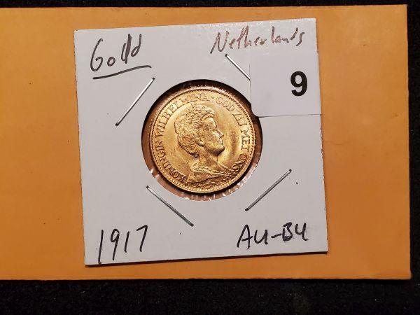 GOLD! 1917 Netherlands 10 gulden