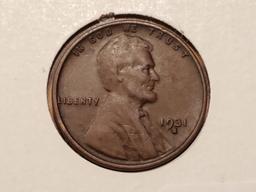 KEY 1931-S Wheat cent in Very Fine