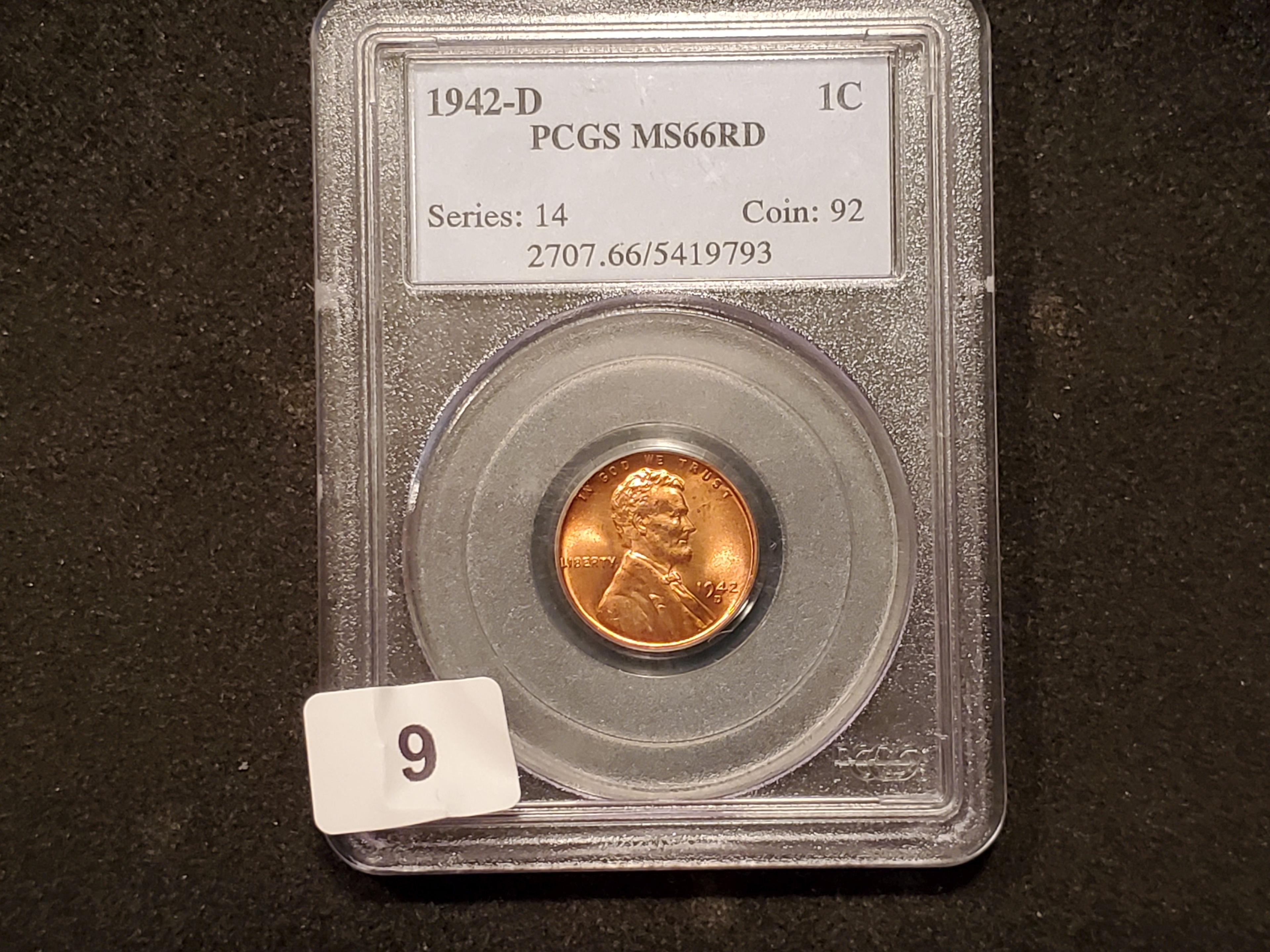PCGS 1942-D Wheat cent Mint State 66 RED
