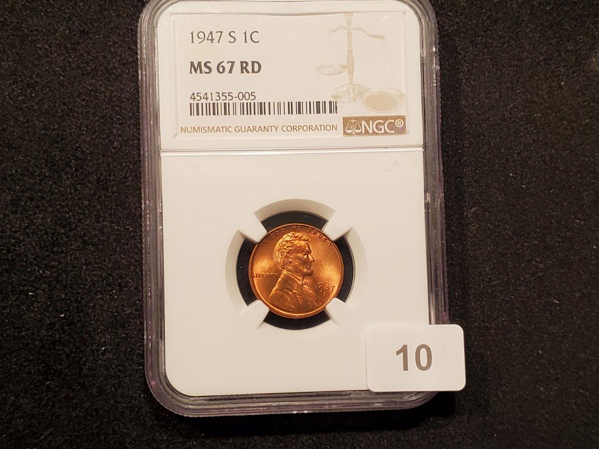 NGC 1947-S Wheat Cent Mint State 67 RED