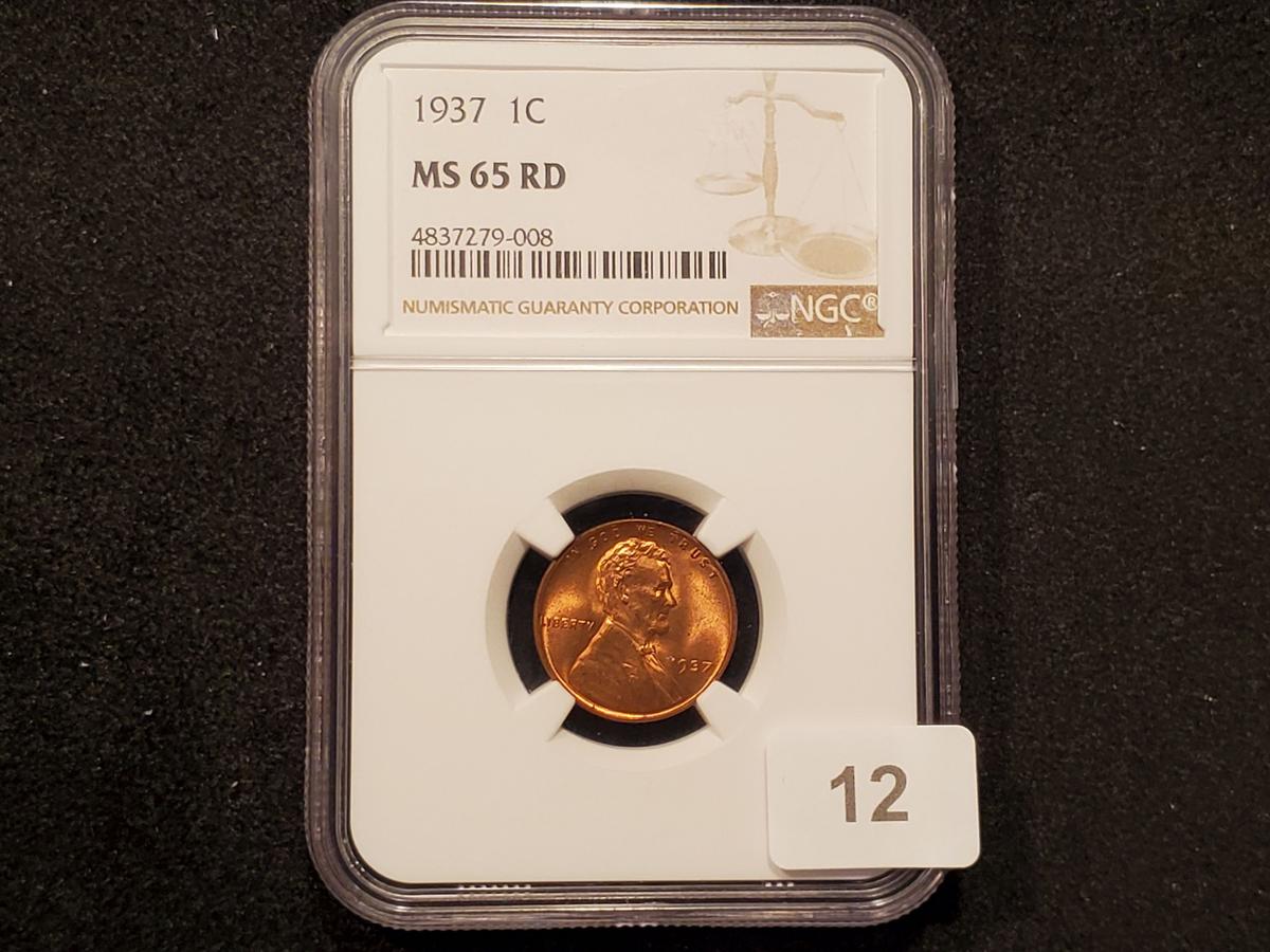 NGC 1937 Wheat cent Mint State 65 RED