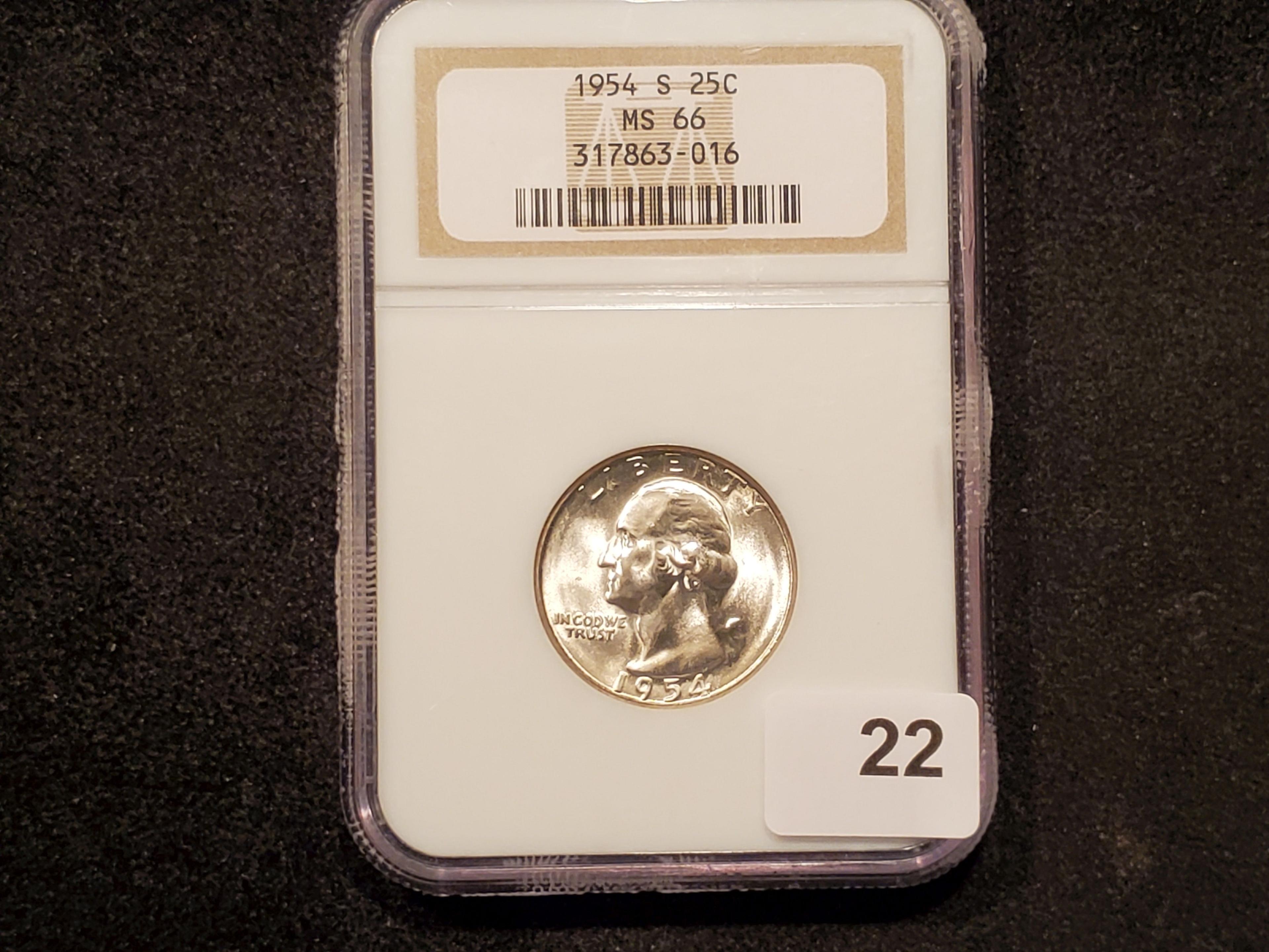 NGC 1954-S Washington Quarter Mint State 66