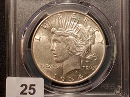 **AUCTION HIGHLIGHT** KEY DATE-GRADE PCGS 1934-S Peace Dollar About Uncirculated 58