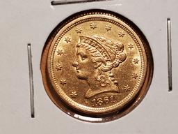 GOLD! Beautiful Civil War Date 1861 gold $2.5 Liberty Head Quarter Eagle