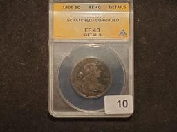 ANACS 1805 Draped Bust Large Cent Extra Fine 40 - details