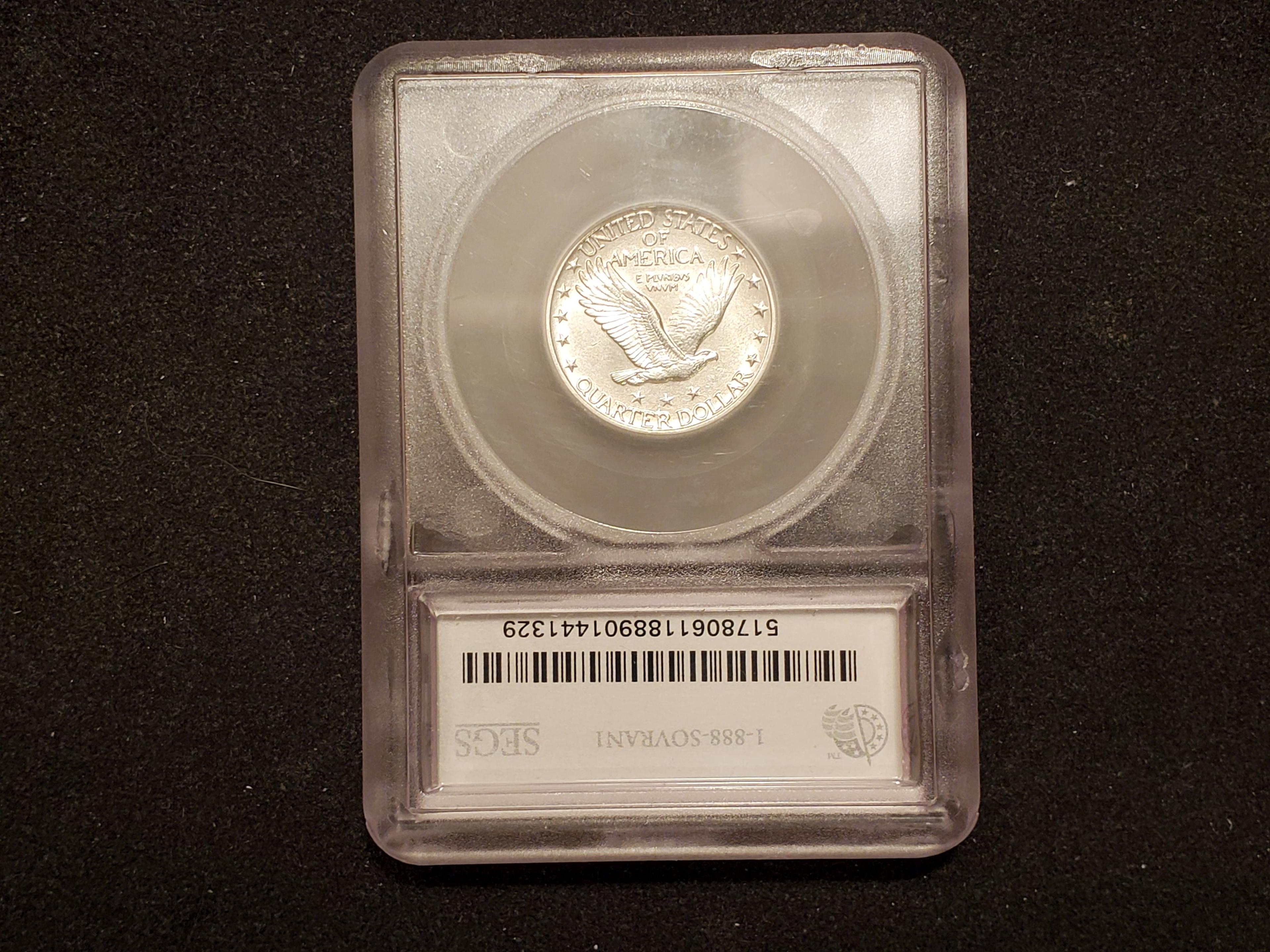 Beautiful SEGS 1926 Standing Liberty Quarter About Uncirculated 58