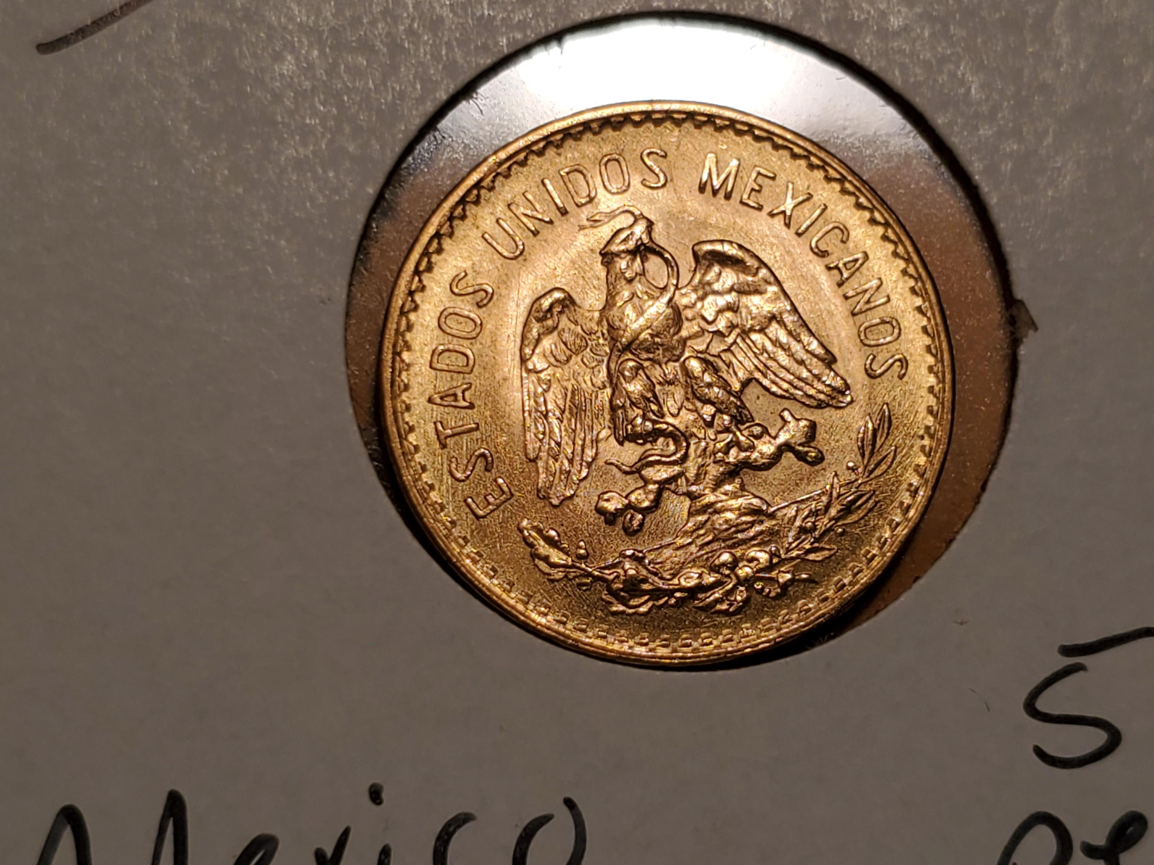 GOLD! 1955 Mexico Brilliant Uncirculated cinco pesos