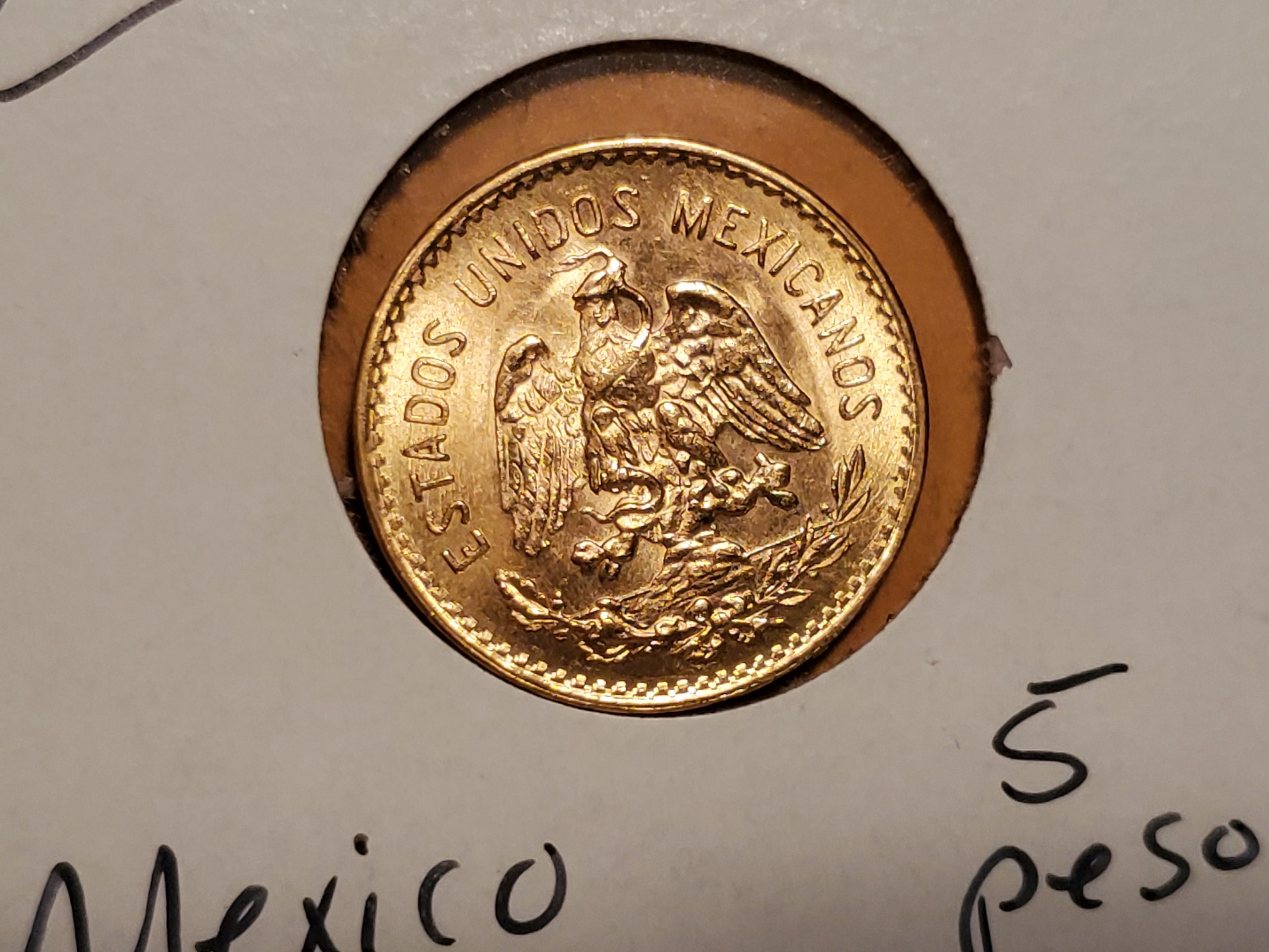 GOLD! 1955 Mexico Brilliant Uncirculated cinco pesos