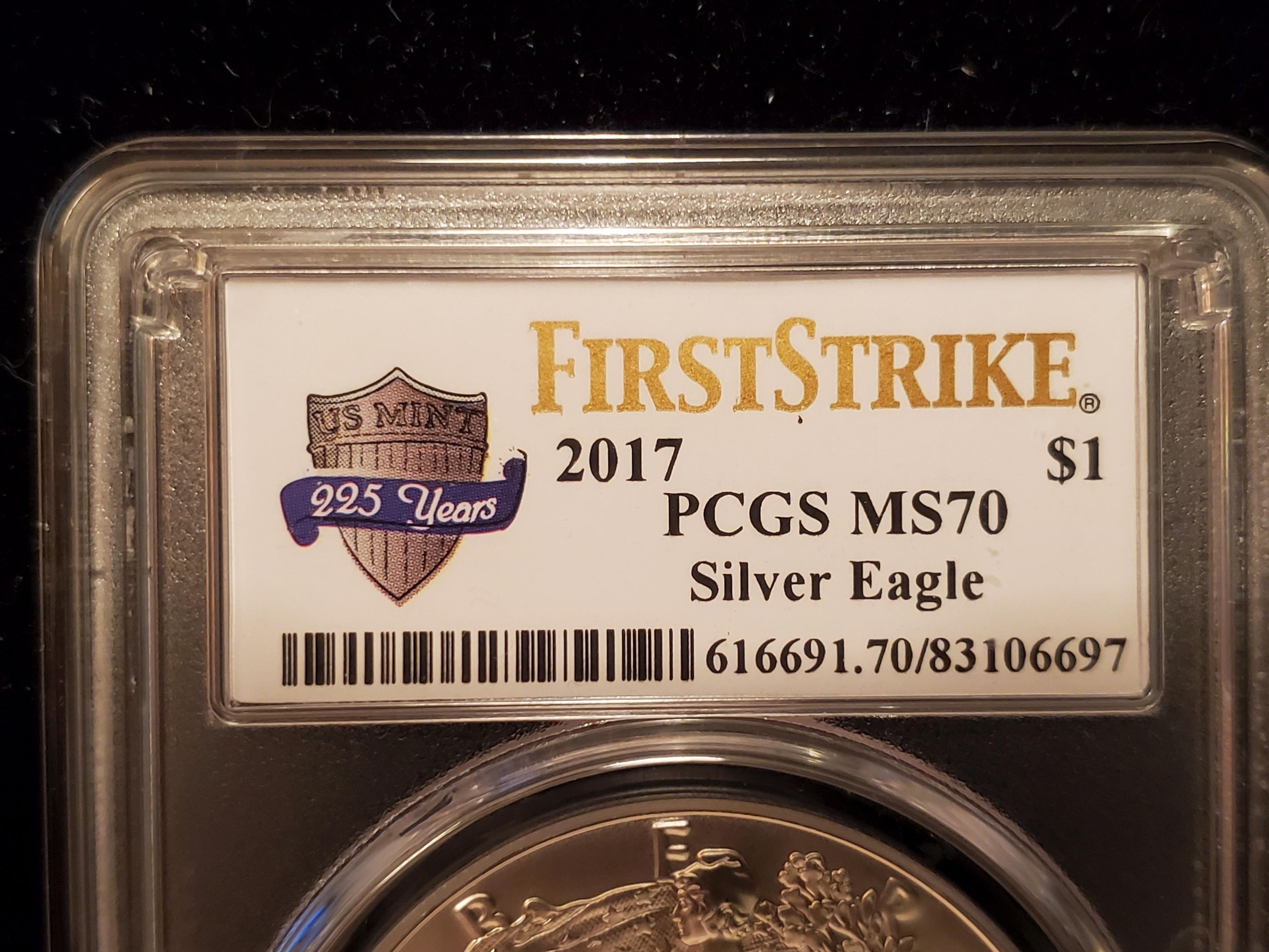 PCGS 2017 American Silver Eagle Mint State 70